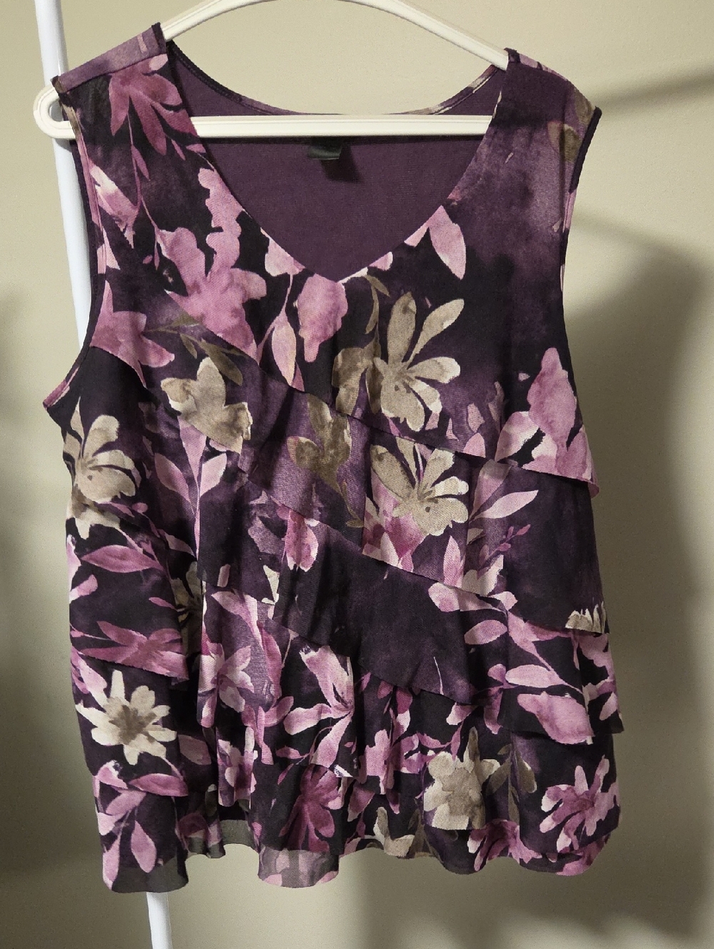 Lee Purple Floral Layered Ruffle Camisole
